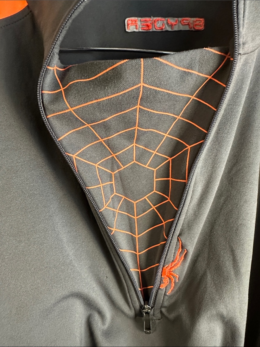 Spyder Men's Long Sleeve Half-Zip Shirt in Gray and Orange - Picture 3 of 8